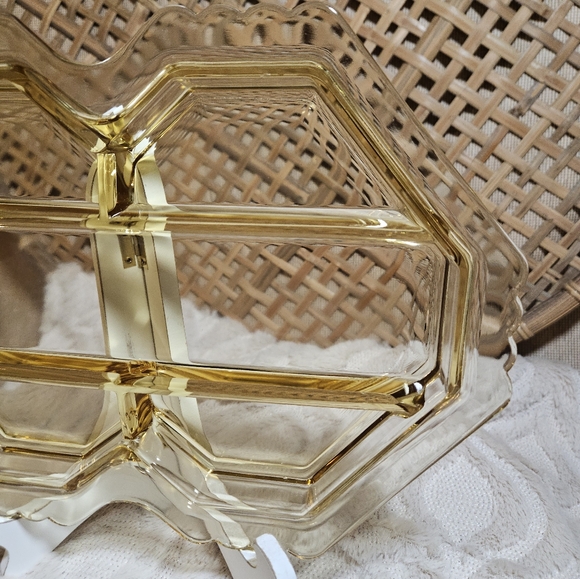 Rare Topaz Yellow Fostoria Mayfair 5-Part Smooth Glass Oblong Relish Dish Tray - Picture 10 of 16